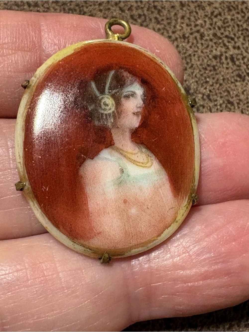 Estate Vintage Oval Portrait Pendant